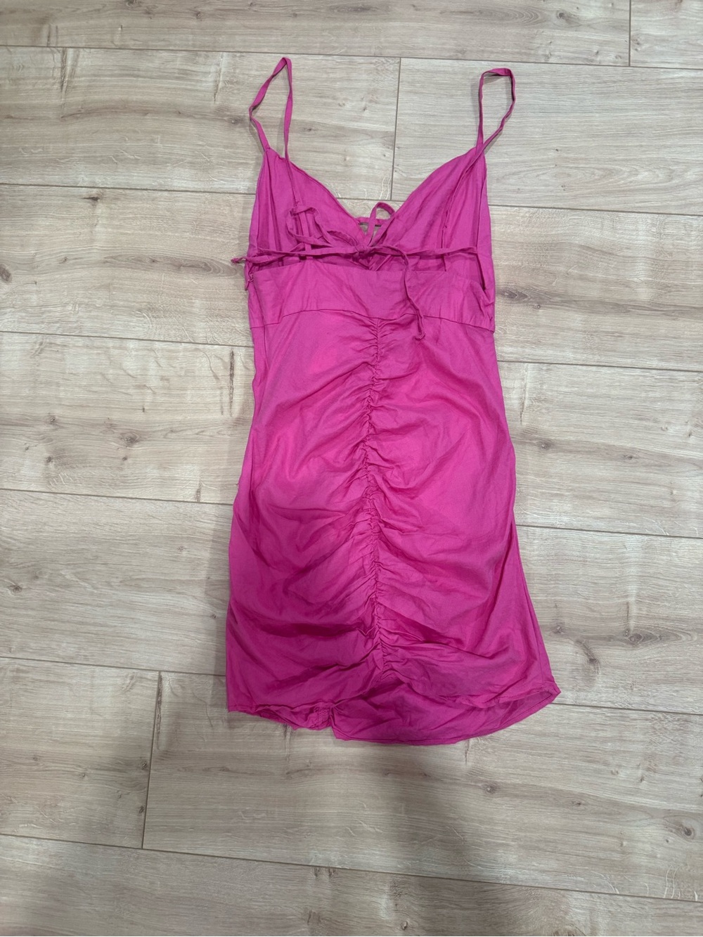 Zara Hot Pink Ruched Mini Dress - Picture 4 of 5